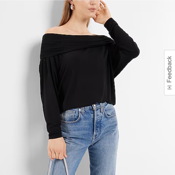 Express Tops - Express Cozy Soft Off the Shoulder Top